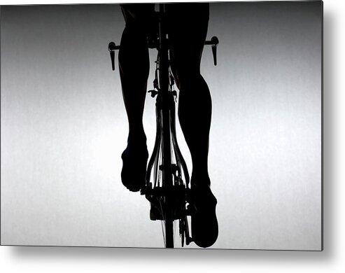 Aerodynamic Metal Print featuring the photograph Cyclist With Time Trial Bicycle #1 by Romilly Lockyer