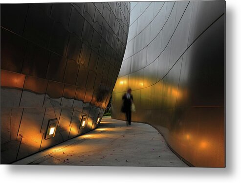 People Metal Print featuring the photograph Disney Concert Hall #1 by Mitch Diamond