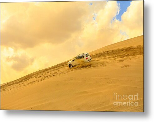 Dune Bashing Metal Print featuring the photograph Dune Bashing desert safari #1 by Benny Marty