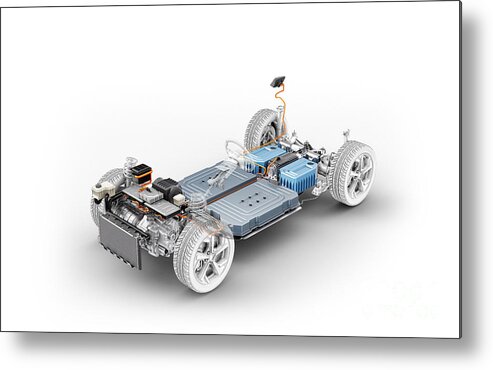 3d Metal Print featuring the photograph Electric Car Chassis #1 by Leonello Calvetti/science Photo Library