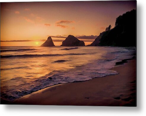 Sunset Metal Print featuring the painting Glorious Sunset #1 by Bonnie Bruno