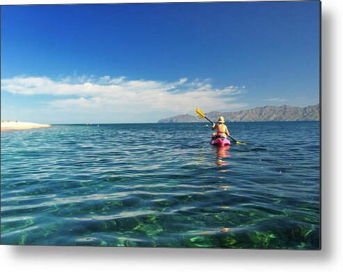 Estock Metal Print featuring the digital art Kayaking At Ventana Bay, Mexico #1 by Heeb Photos