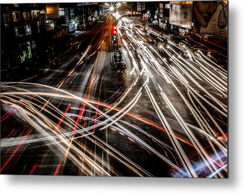 Trails Metal Print featuring the photograph Light Trails #1 by Azim Khan Ronnie