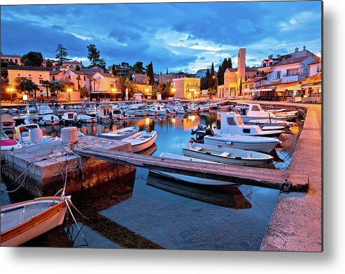 Malinska Metal Print featuring the photograph Malinska waterfront and harbor dawn view #1 by Brch Photography