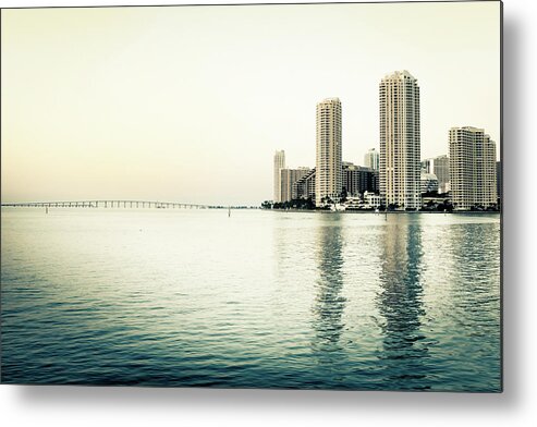 Scenics Metal Print featuring the photograph Miami Skyline On Biscayne Bay #1 by Lightkey