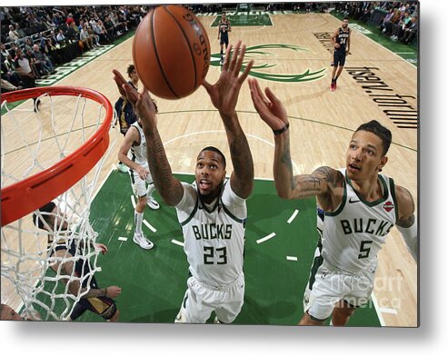 Sterling Brown Metal Print featuring the photograph New Orleans Pelicans V Milwaukee Bucks by Gary Dineen