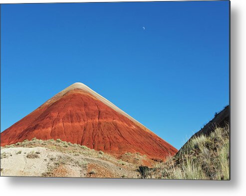 Scenics Metal Print featuring the photograph Painted Hills Desert With Quarter Moon by Sasha Weleber
