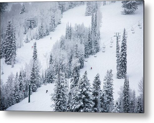 Ski Metal Print featuring the photograph Skiing At Deer Valley, Utah, Near Salt Lake City During Winter. #1 by Cavan Images