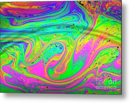 Soap Bubble Metal Print featuring the photograph Soap Bubble Film Iridescence #1 by Dr Keith Wheeler/science Photo Library