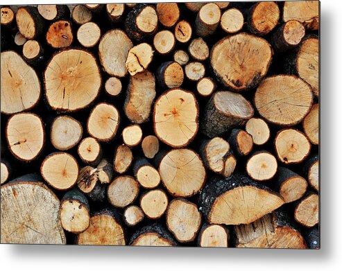 Heap Metal Print featuring the photograph Stack Of Tree Logs #1 by Sami Sarkis