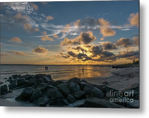 Beach Metal Print featuring the photograph Sullivan's Island - Beach Sunset #1 by Dale Powell