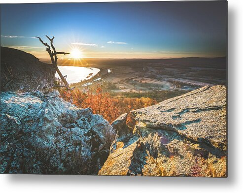 Petit Jean State Park Metal Print featuring the photograph Sunrise over the Arkansas River #1 by Mati Krimerman