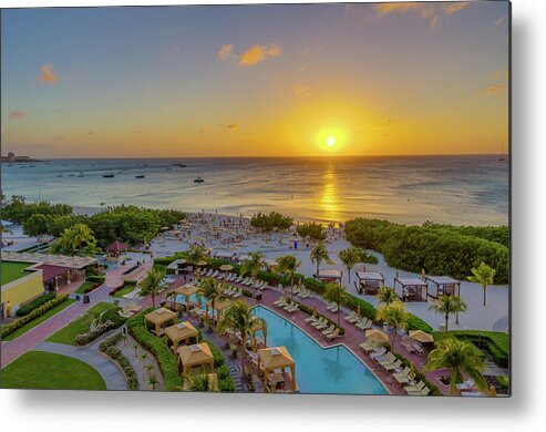 Caribbean Metal Print featuring the photograph Sunset over Aruba #1 by Scott McGuire