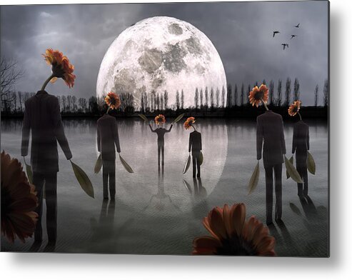Moon Metal Print featuring the photograph The Mysterious Cult #1 by Christophe Kiciak
