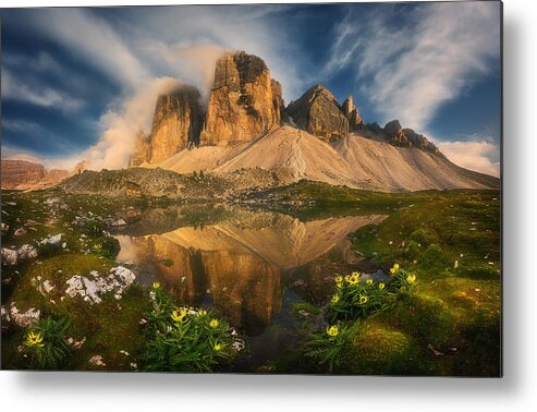 Dolomites Metal Print featuring the photograph Tre Cime... #1 by Krzysztof Browko