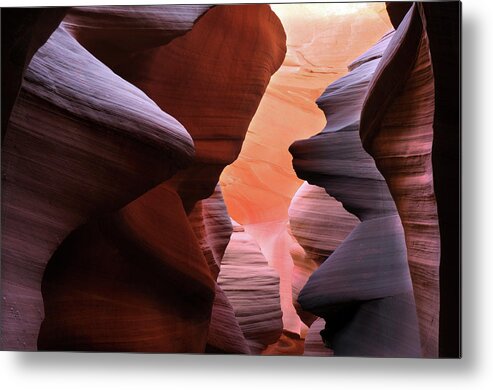 Antelope Canyon Metal Print featuring the photograph Abstract Sandstone Sculptured Canyon #11 by Mitch Diamond