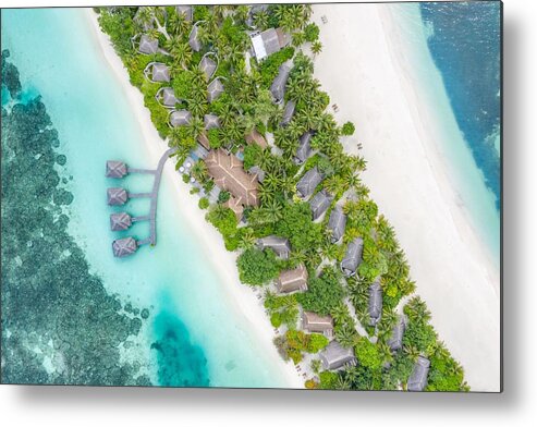 Landscape Metal Print featuring the photograph Amazing Bird Eyes View In Maldives #11 by Levente Bodo