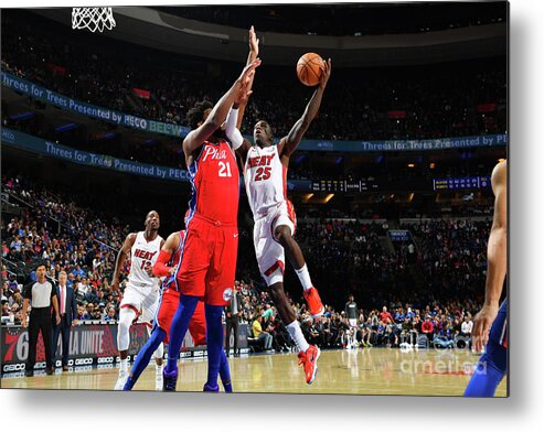 Nba Pro Basketball Metal Print featuring the photograph Miami Heat V Philadelphia 76ers by Jesse D. Garrabrant