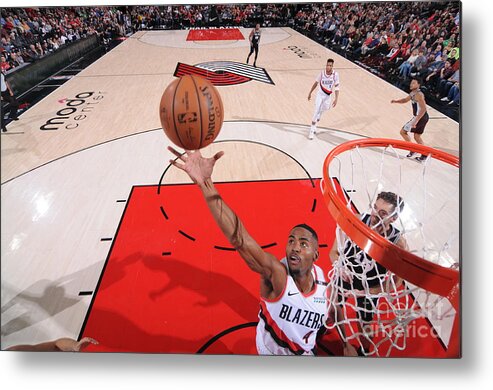 Maurice Harkless Metal Print featuring the photograph San Antonio Spurs V Portland Trail by Sam Forencich