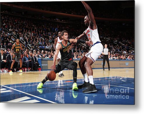Trae Young Metal Print featuring the photograph Atlanta Hawks V New York Knicks #13 by Nathaniel S. Butler