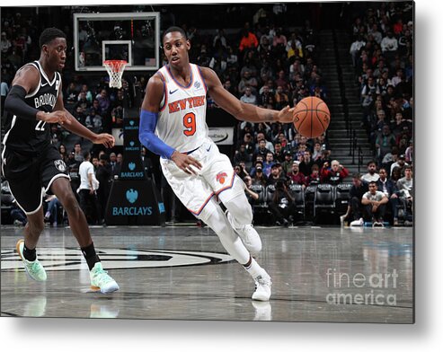 Nba Pro Basketball Metal Print featuring the photograph New York Knicks V Brooklyn Nets by Nathaniel S. Butler