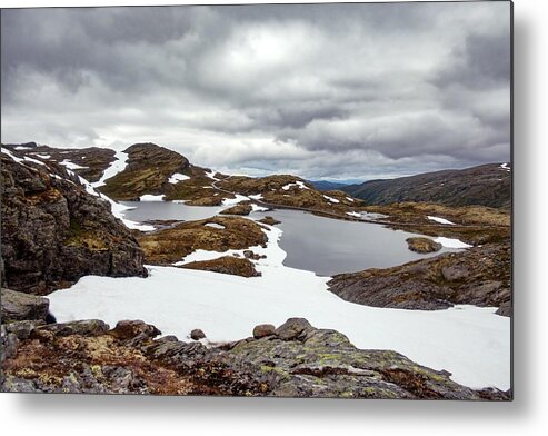 Landscape Metal Print featuring the photograph Typical Norwegian Landscape With Snowy #15 by Ivan Kmit