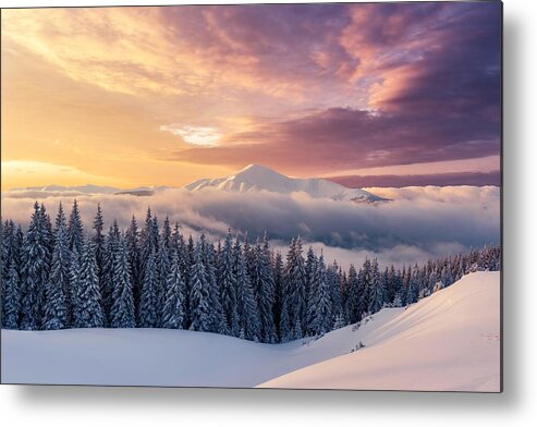 Landscape Metal Print featuring the photograph Fantastic Winter Landscape In Snowy #16 by Ivan Kmit