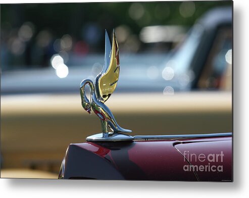 Vintage Metal Print featuring the photograph 1937 Packard Cormorant Hood Ornament by Lucie Collins