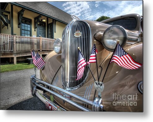1938 Plymouth Metal Print featuring the photograph 1938 Plymouth by Arttography LLC