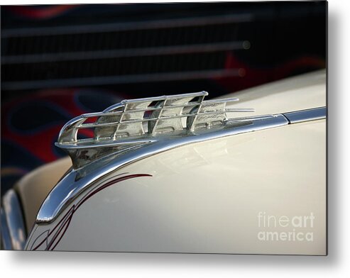 1950 Plymouth Hood Ornament Metal Print featuring the photograph 1950 Plymouth by Terri Brewster