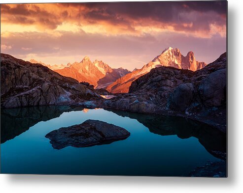 Landscape Metal Print featuring the photograph Colourful Sunset On Lac Blanc Lake #2 by Ivan Kmit