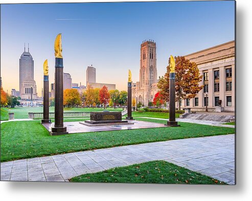 Landscape Metal Print featuring the photograph Indianapolis, Indiana, Usa Monuments #2 by Sean Pavone