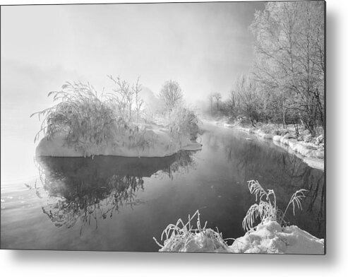 Morning Metal Print featuring the photograph Morning Fog And Rime In Kuerbin #2 by Hua Zhu