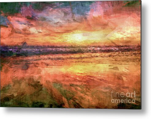 Sandy Beach Metal Print featuring the digital art Ocean Sunrise by Phil Perkins