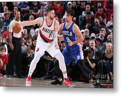 Sport Metal Print featuring the photograph Philadelphia 76ers V Portland Trail #2 by Sam Forencich