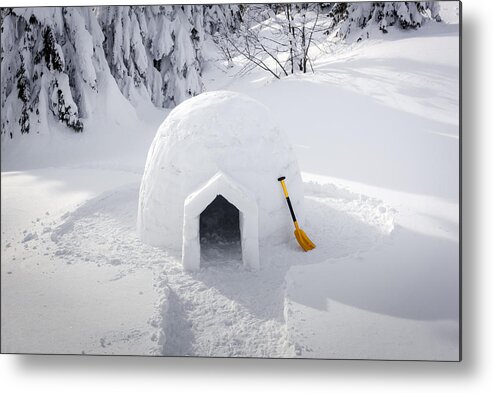Landscape Metal Print featuring the photograph Real Snow Igloo House In The Winter #2 by Ivan Kmit