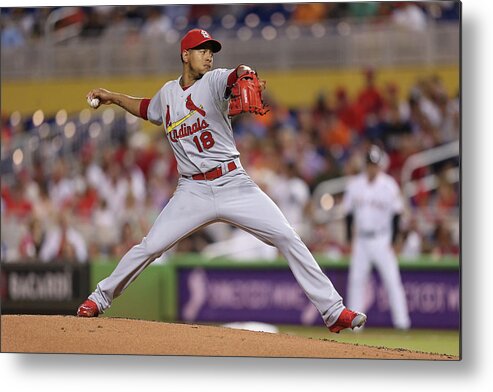 St. Louis Cardinals Metal Print featuring the photograph St Louis Cardinals V Miami Marlins #2 by Rob Foldy