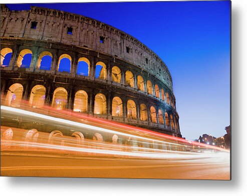 Architectural Feature Metal Print featuring the photograph The Colosseum In Rome Italy #2 by Deejpilot