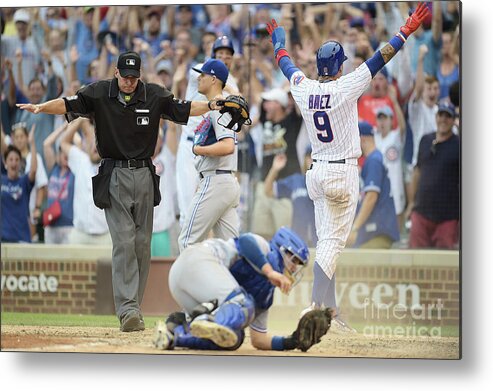People Metal Print featuring the photograph Toronto Blue Jays V Chicago Cubs by Stacy Revere