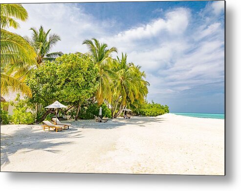 Landscape Metal Print featuring the photograph Tropical Paradise Beach With White Sand #2 by Levente Bodo
