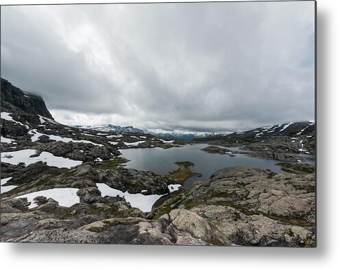Landscape Metal Print featuring the photograph Typical Norwegian Landscape With Snowy #2 by Ivan Kmit