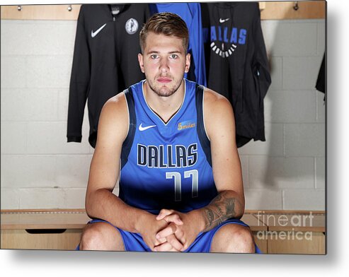 Luka Doncic Metal Print featuring the photograph 2018 Nba Rookie Photo Shoot by Nathaniel S. Butler