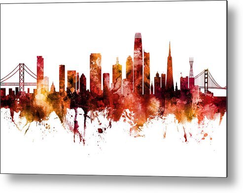 San Francisco Metal Print featuring the digital art San Francisco City Skyline #17 by Michael Tompsett
