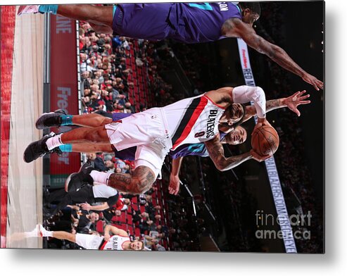 Nba Pro Basketball Metal Print featuring the photograph Charlotte Hornets V Portland Trail by Sam Forencich