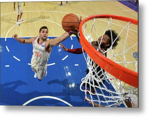 Nba Pro Basketball Metal Print featuring the photograph Cleveland Cavaliers V Philadelphia 76ers by Jesse D. Garrabrant