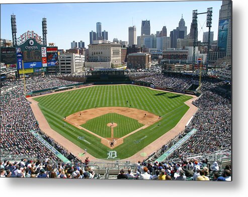 American League Baseball Metal Print featuring the photograph Cleveland Indians V Detroit Tigers by John Grieshop