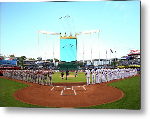 American League Baseball Metal Print featuring the photograph Division Series - Los Angeles Angels Of #3 by Jamie Squire