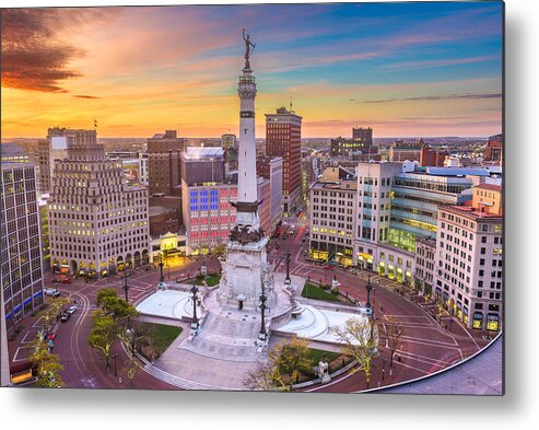 Landscape Metal Print featuring the photograph Indianapolis, Indiana, Usa Downtown #3 by Sean Pavone