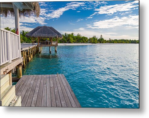 Landscape Metal Print featuring the photograph Landscape Of Maldives Beach. Tropical #3 by Levente Bodo