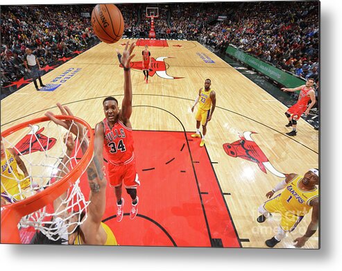 Wendell Carter Jr Metal Print featuring the photograph Los Angeles Lakers V Chicago Bulls #3 by Jesse D. Garrabrant